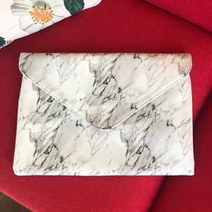 White and Black Marble Clutch
